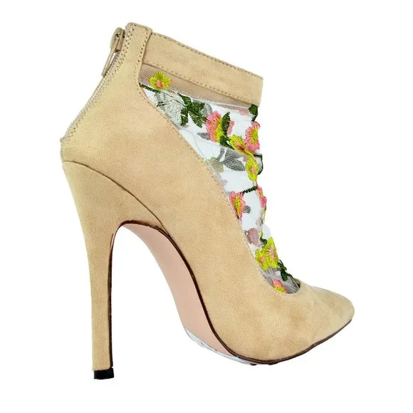 Chase & Chloe Betsy Embroidered Mesh Pump - Picture 3 of 5